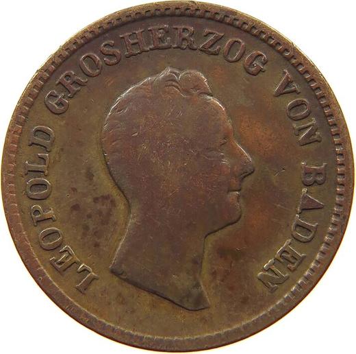 Аверс монеты - 1 крейцер 1832 года D - цена  монеты - Баден, Леопольд