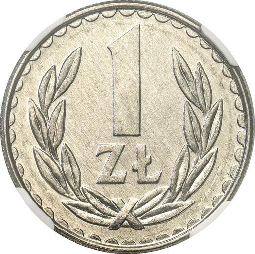 Реверс монеты - 1 злотый 1988 года MW - цена  монеты - Польша, Народная Республика