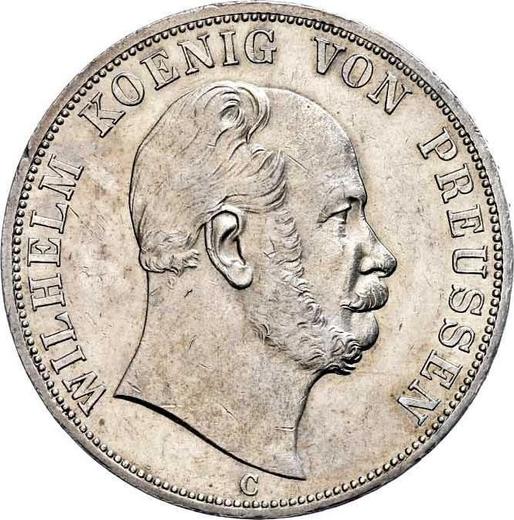 Аверс монеты - 2 талера 1867 года C - цена серебряной монеты - Пруссия, Вильгельм I