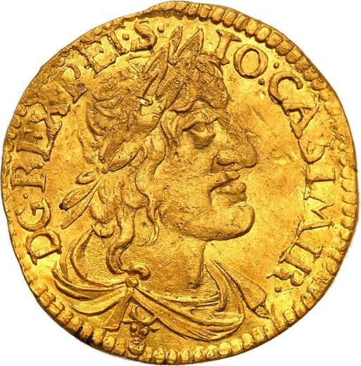 Аверс монеты - Дукат 1650 года "Портрет в венке" - цена золотой монеты - Польша, Ян II Казимир