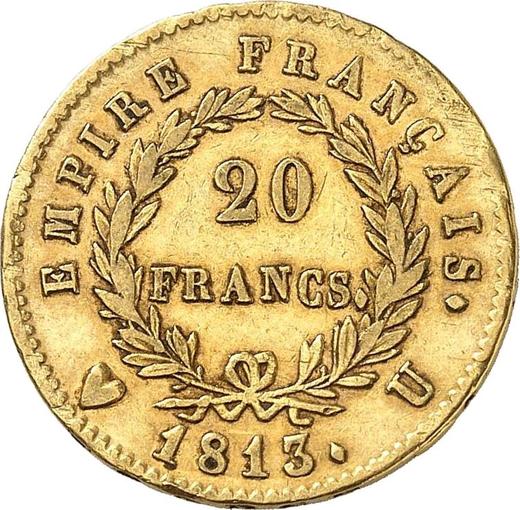 Реверс монеты - 20 франков 1813 года U "Тип 1809-1815" Тулуза - цена золотой монеты - Франция, Наполеон I