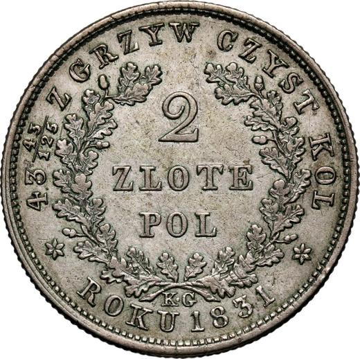 Reverso 2 eslotis 1831 KG "Levantamiento de Noviembre" Inscripción "ZLOTE" - valor de la moneda de plata - Polonia, Zarato de Polonia