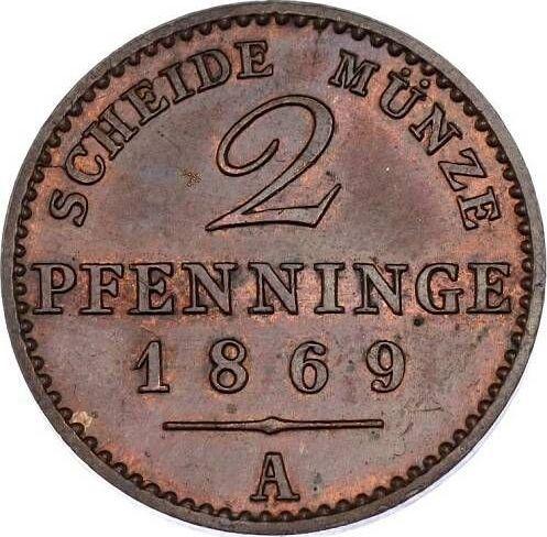 Реверс монеты - 2 пфеннига 1869 года A - цена  монеты - Пруссия, Вильгельм I