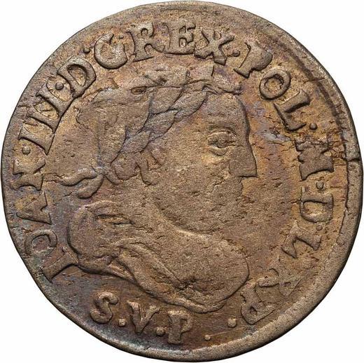 Аверс монеты - Шестак (6 грошей) 1684 года SVP "Тип 1677-1687" Щиты овальные - цена серебряной монеты - Польша, Ян III Собеский
