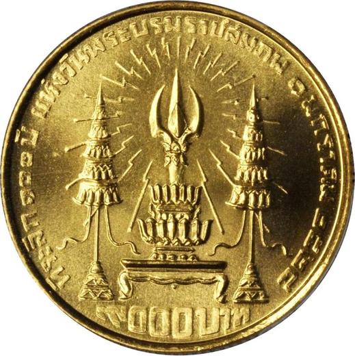 Reverso 9000 Baht BE 2524 (1981) "100 aniversario de Rama VI" - valor de la moneda de oro - Tailandia, Rama IX