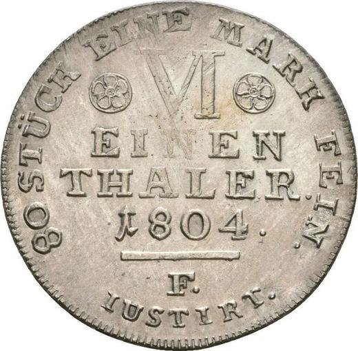 Rewers monety - 1/6 talara 1804 F - cena srebrnej monety - Hesja-Kassel, Wilhelm I