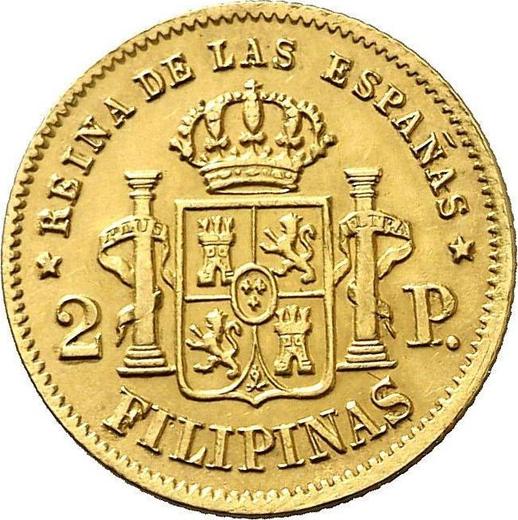Rewers monety - 2 peso 1866 - cena złotej monety - Filipiny, Izabela II