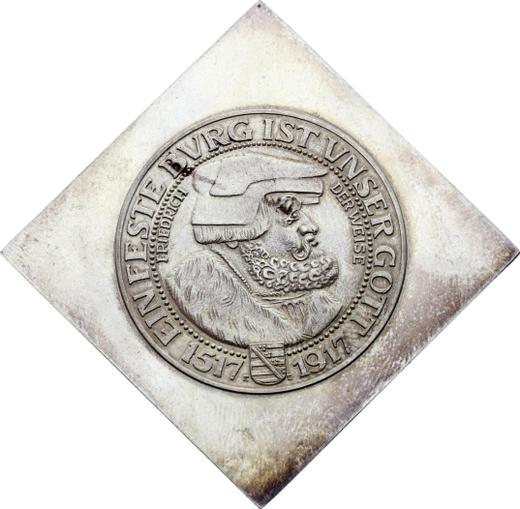 Anverso 3 marcos 1917 E "Sajonia" Federico III el Sabio Klippe - valor de la moneda de plata - Alemania, Imperio alemán