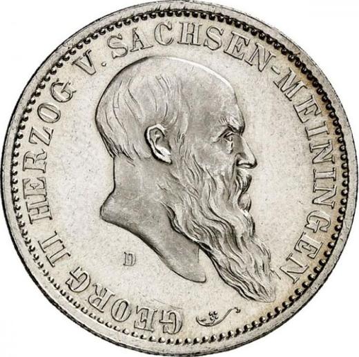 Anverso 2 marcos 1901 D "Sajonia-Meiningen" 75 cumpleaños - valor de la moneda de plata - Alemania, Imperio alemán