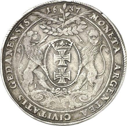 Реверс монеты - Талер 1637 года II "Гданьск" - цена серебряной монеты - Польша, Владислав IV