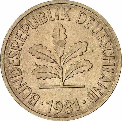 Reverso 5 Pfennige 1981 D - valor de la moneda  - Alemania, RFA