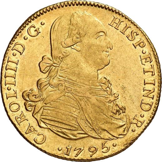 Anverso 8 escudos 1795 IJ - valor de la moneda de oro - Perú, Carlos IV