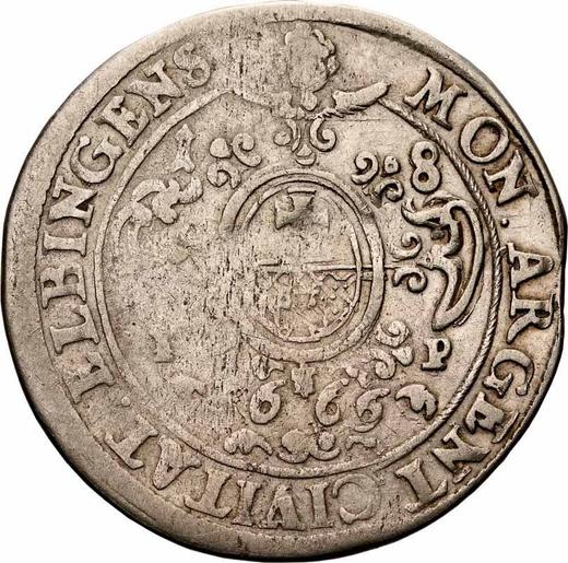 Реверс монеты - Орт (18 грошей) 1666 года IP "Эльблонг" - цена серебряной монеты - Польша, Ян II Казимир