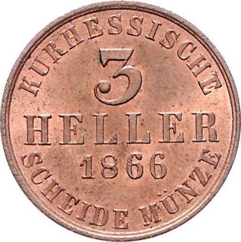 Реверс монеты - 3 геллера 1866 года - цена  монеты - Гессен-Кассель, Фридрих Вильгельм I