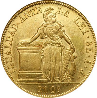 Reverso 8 escudos 1841 So IJ - valor de la moneda de oro - Chile, República