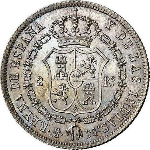 Реверс монеты - 2 реала 1836 года M DG - цена серебряной монеты - Испания, Изабелла II