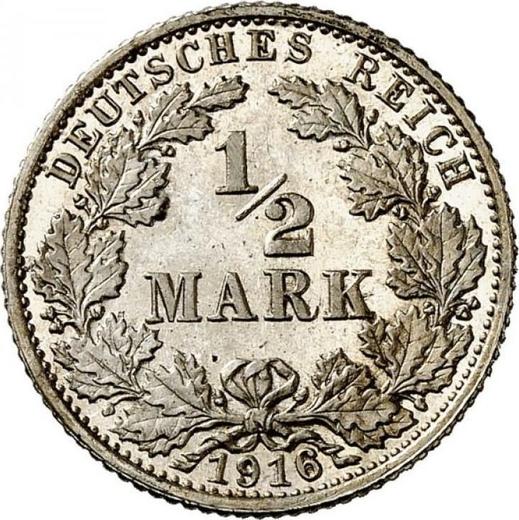 Аверс монеты - 1/2 марки 1916 года G "Тип 1905-1919" - цена серебряной монеты - Германия, Германская Империя