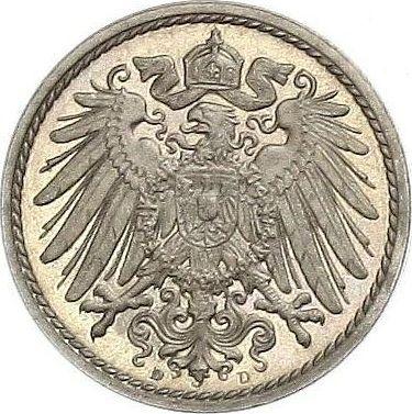 Rewers monety - 5 fenigów 1913 D "Typ 1890-1915" - cena  monety - Niemcy, Cesarstwo Niemieckie