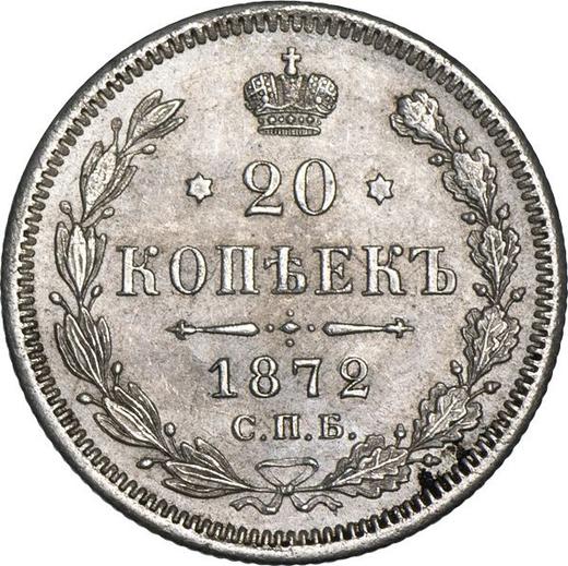Reverso 20 kopeks 1872 СПБ HI - valor de la moneda de plata - Rusia, Alejandro II