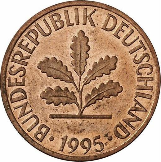 Реверс монеты - 1 пфенниг 1995 года D - цена  монеты - Германия, ФРГ