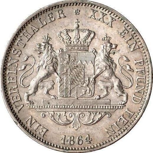Reverso Tálero 1864 - valor de la moneda de plata - Baviera, Luis II de Baviera