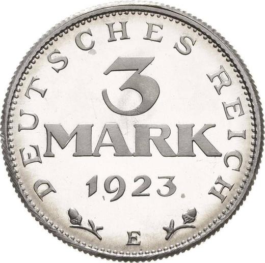 Revers 3 Mark 1923 E "Verfassungstag" - Münze Wert - Deutschland, Weimarer Republik