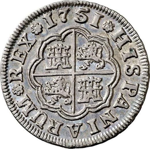 Реверс монеты - 1 реал 1751 года S PJ - цена серебряной монеты - Испания, Фердинанд VI