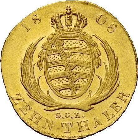 Reverso 10 táleros 1808 S.G.H. - valor de la moneda de oro - Sajonia, Federico Augusto I