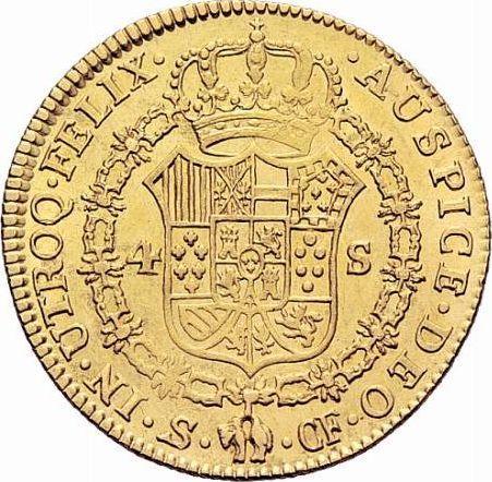 Реверс монеты - 4 эскудо 1777 года S CF - цена золотой монеты - Испания, Карл III