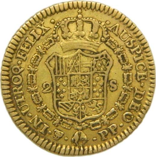 Rewers monety - 2 escudo 1801 PTS PP - cena złotej monety - Boliwia, Karol IV