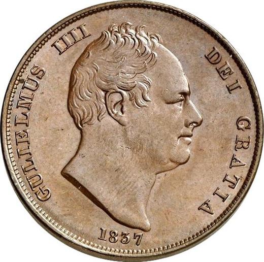 Аверс монеты - Пенни 1837 года - цена  монеты - Великобритания, Вильгельм IV
