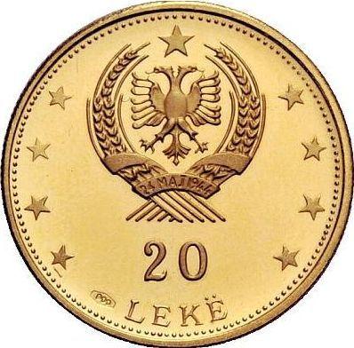 Reverso 20 Leke 1968 Marca oval - valor de la moneda de oro - Albania, República Popular
