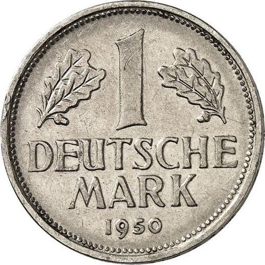 Аверс монеты - 1 марка 1950 года D Никель Углубленные арабески и звезды на гурте - цена  монеты - Германия, ФРГ