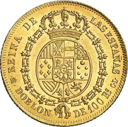 Реверс монеты - 100 реалов 1850 года M CL - цена золотой монеты - Испания, Изабелла II