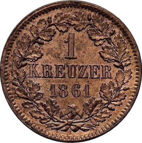 Reverso 1 Kreuzer 1861 - valor de la moneda  - Baden, Federico I