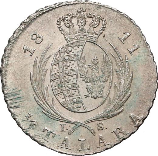 Reverse 1/6 Thaler 1811 IS - Silver Coin Value - Poland, Duchy of Warsaw