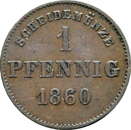 Реверс монеты - 1 пфенниг 1860 года - цена  монеты - Саксен-Мейнинген, Бернгард II