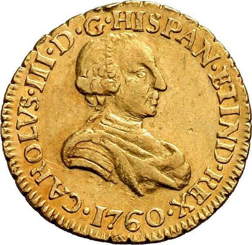 Аверс монеты - 1 эскудо 1760 года Mo MM - цена золотой монеты - Мексика, Карл III