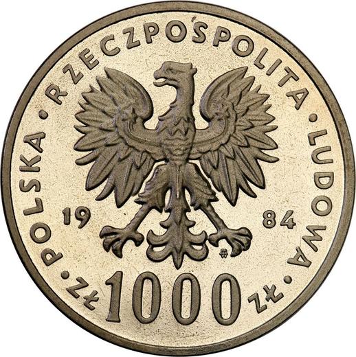 Аверс монеты - Пробные 1000 злотых 1984 года MW "Лебедь" Никель - цена  монеты - Польша, Народная Республика