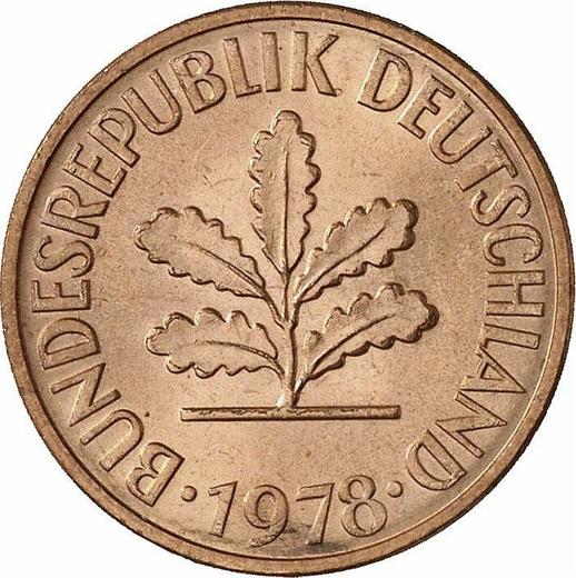 Реверс монеты - 2 пфеннига 1978 года F - цена  монеты - Германия, ФРГ
