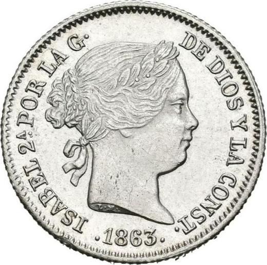 Avers 1 Real 1863 Acht spitze Sterne - Silbermünze Wert - Spanien, Isabella II