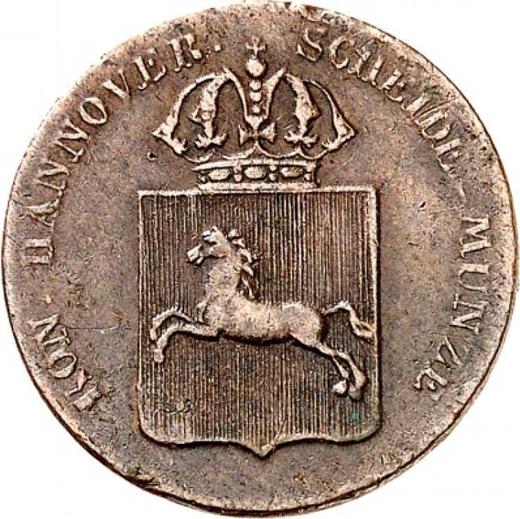 Аверс монеты - 1 пфенниг 1835 года B "Тип 1835-1837" - цена  монеты - Ганновер, Вильгельм IV