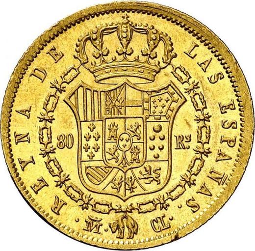 Rewers monety - 80 réales 1844 M CL - cena złotej monety - Hiszpania, Izabela II