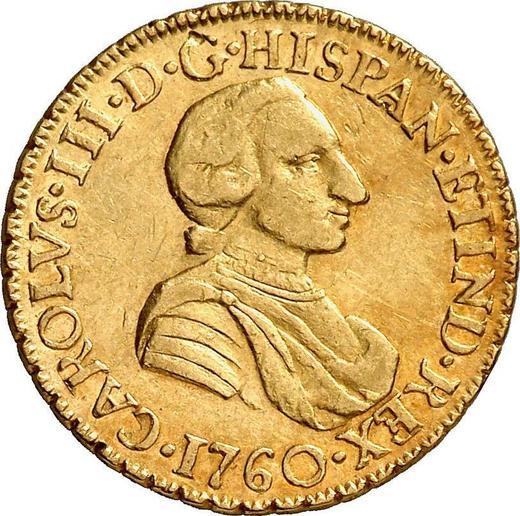 Awers monety - 2 escudo 1760 Mo MM - cena złotej monety - Meksyk, Karol III