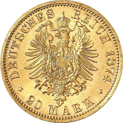 Реверс монеты - 20 марок 1874 года B "Шаумбург-Липпе" - цена золотой монеты - Германия, Германская Империя
