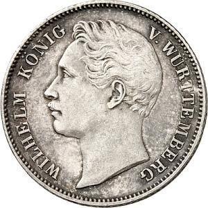 Аверс монеты - 1/2 гульдена 1860 года - цена серебряной монеты - Вюртемберг, Вильгельм I