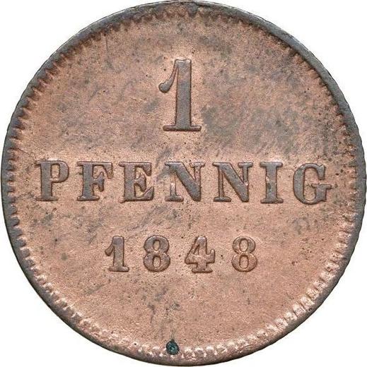 Реверс монеты - 1 пфенниг 1848 года - цена  монеты - Бавария, Людвиг I