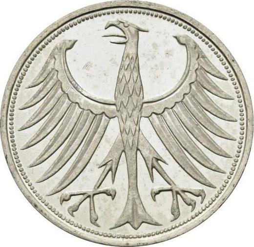 Реверс монеты - 5 марок 1964 года F - цена серебряной монеты - Германия, ФРГ