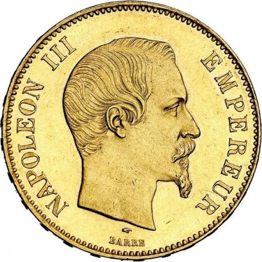 Аверс монеты - 100 франков 1856 года A "Тип 1855-1860" Париж - цена золотой монеты - Франция, Наполеон III