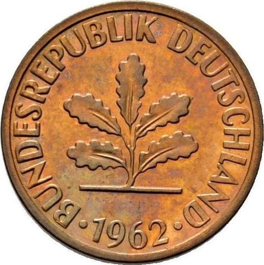 Реверс монеты - 2 пфеннига 1962 года F - цена  монеты - Германия, ФРГ